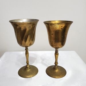 Vintage Set of Brass Wine Goblets / Chalices